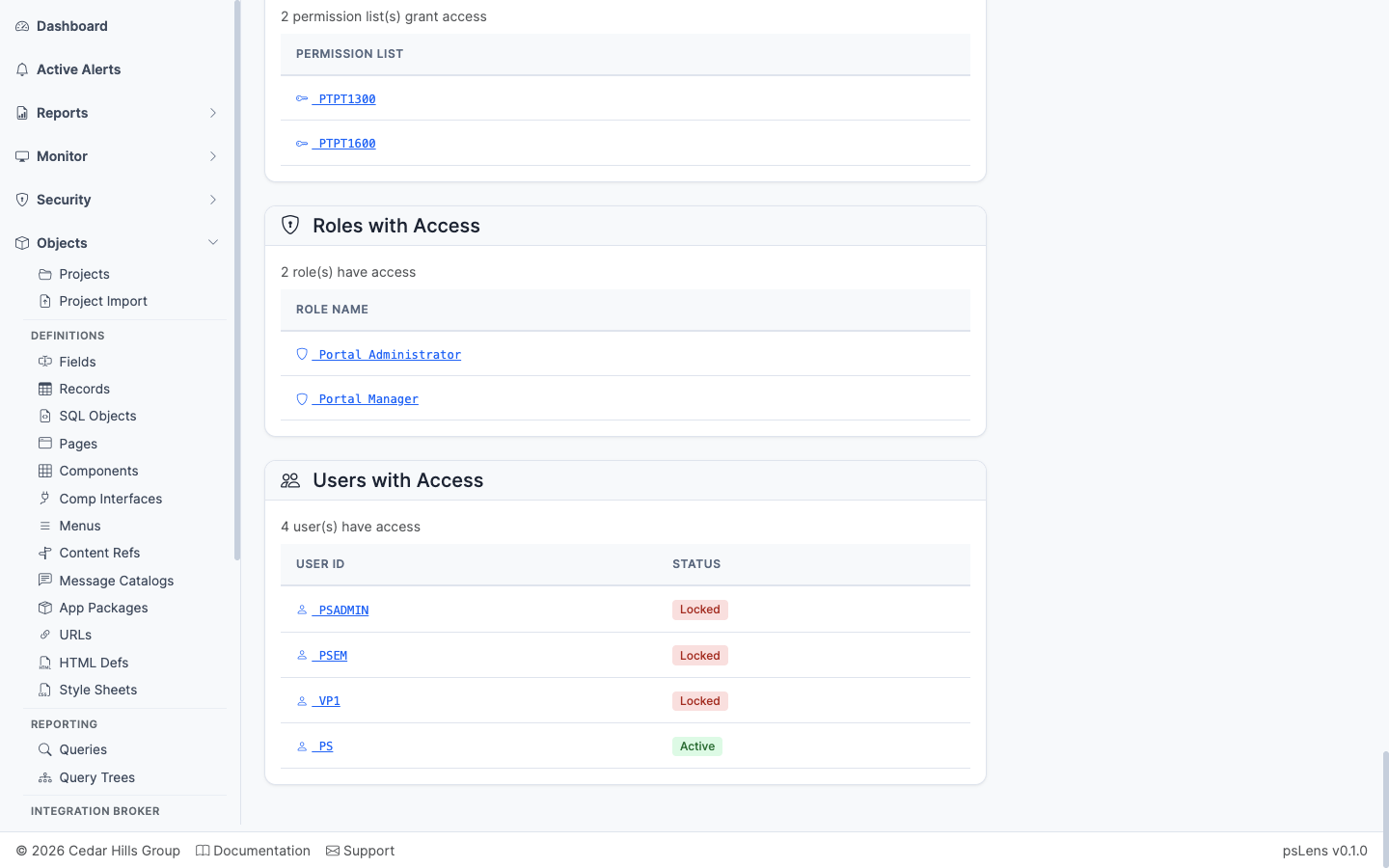 Users with Access panel