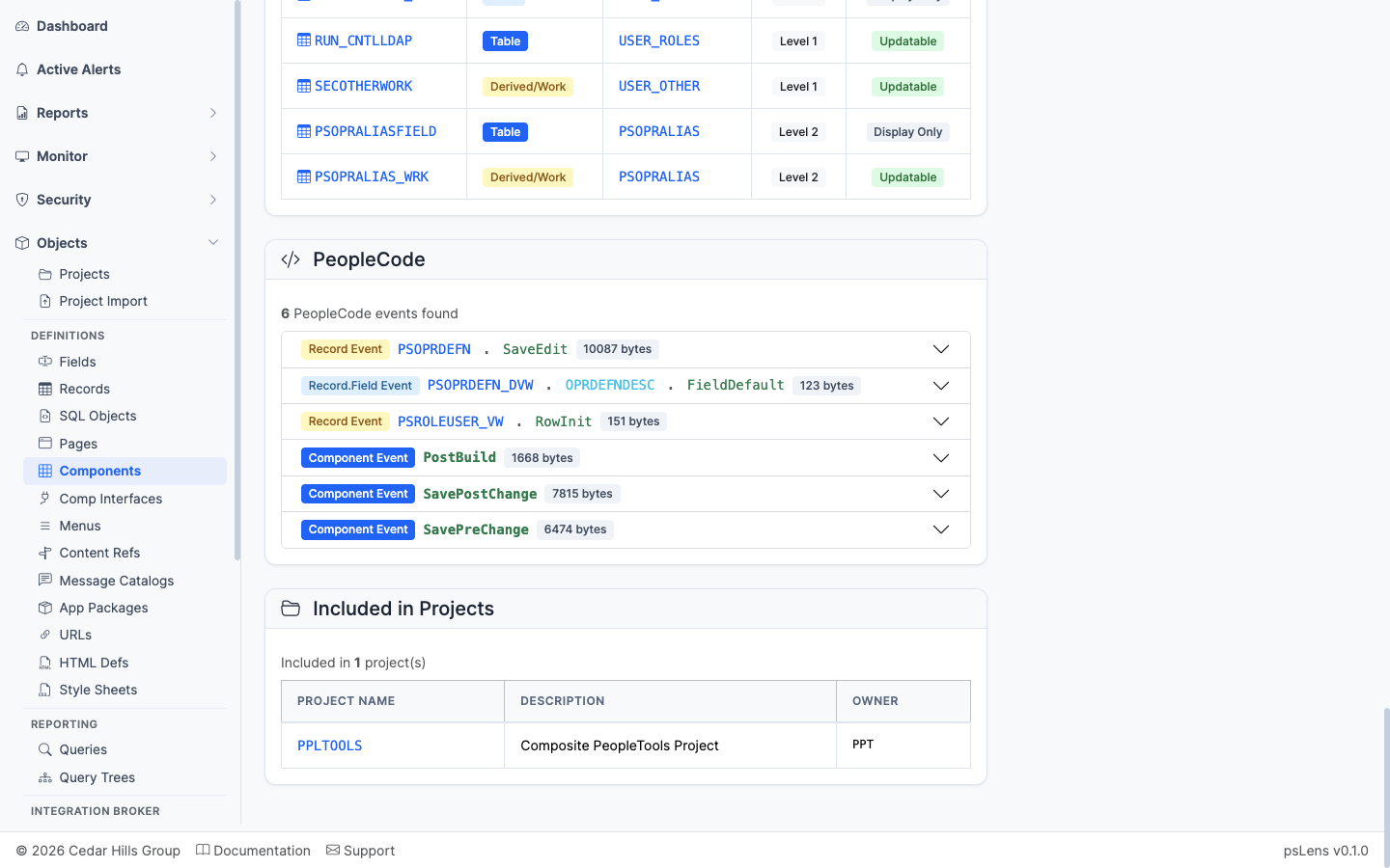 PeopleCode panel